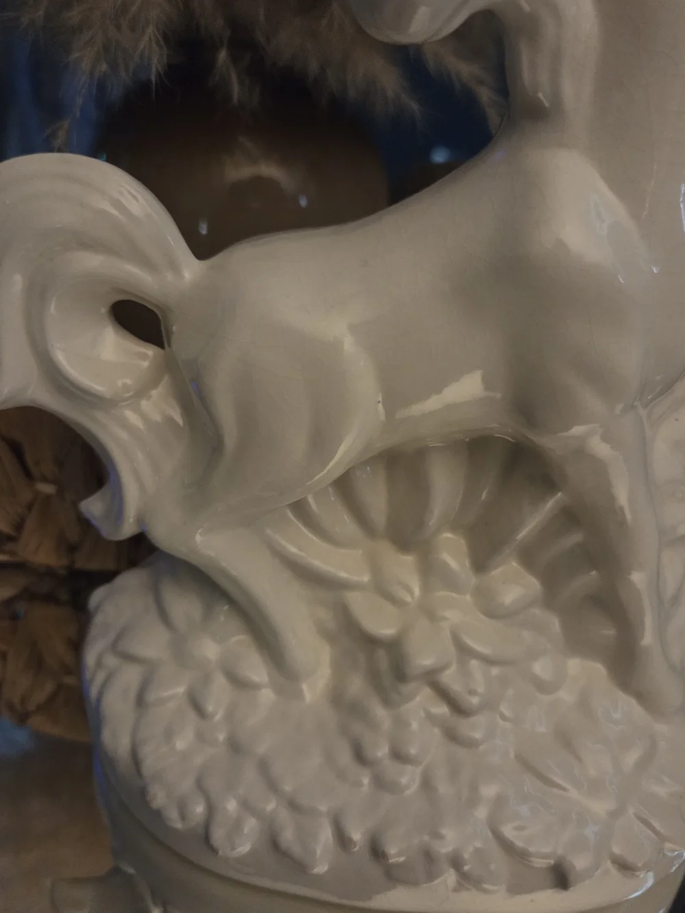 White Ceramic Unicorn Figurine Glossy Fantasy Decor Floral Base Shelf Decor
